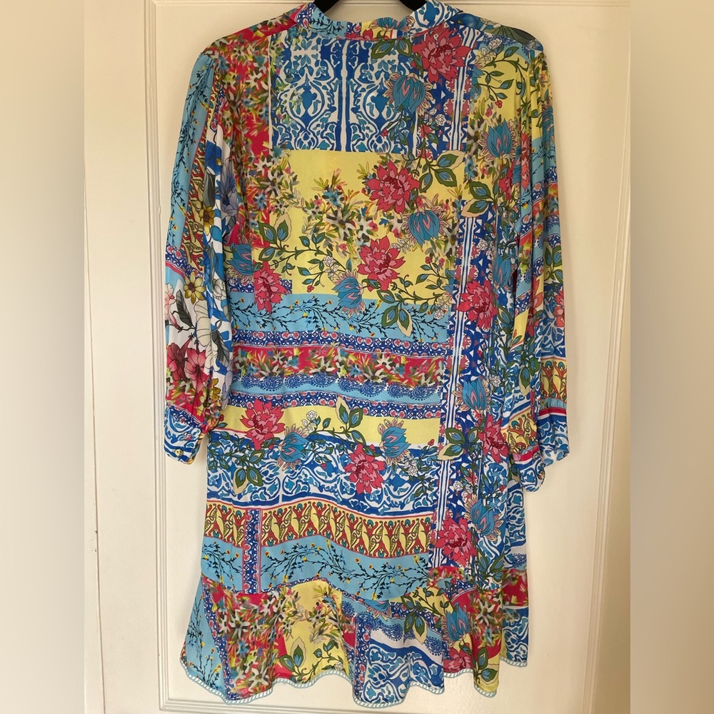 Johnny Was tunic.  Multicolor.  3/4 length sleeve. 100% silk.